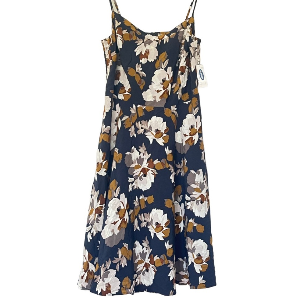 Old Navy Flower Print Navy Mini Spaghetti Dress - L